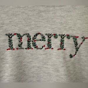Gray 'Merry' Embroidered Sweater